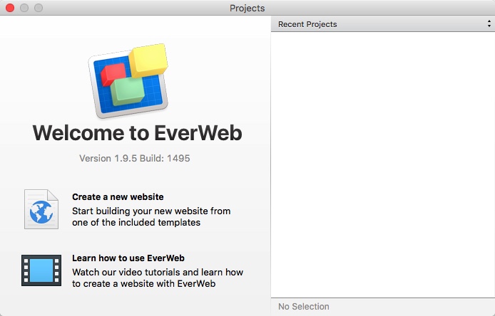 EverWeb Projects Window