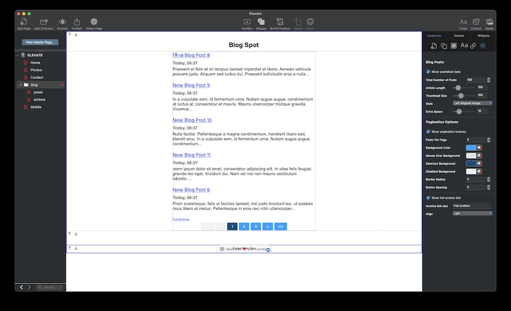 EverWeb's Blog and Archive Pages