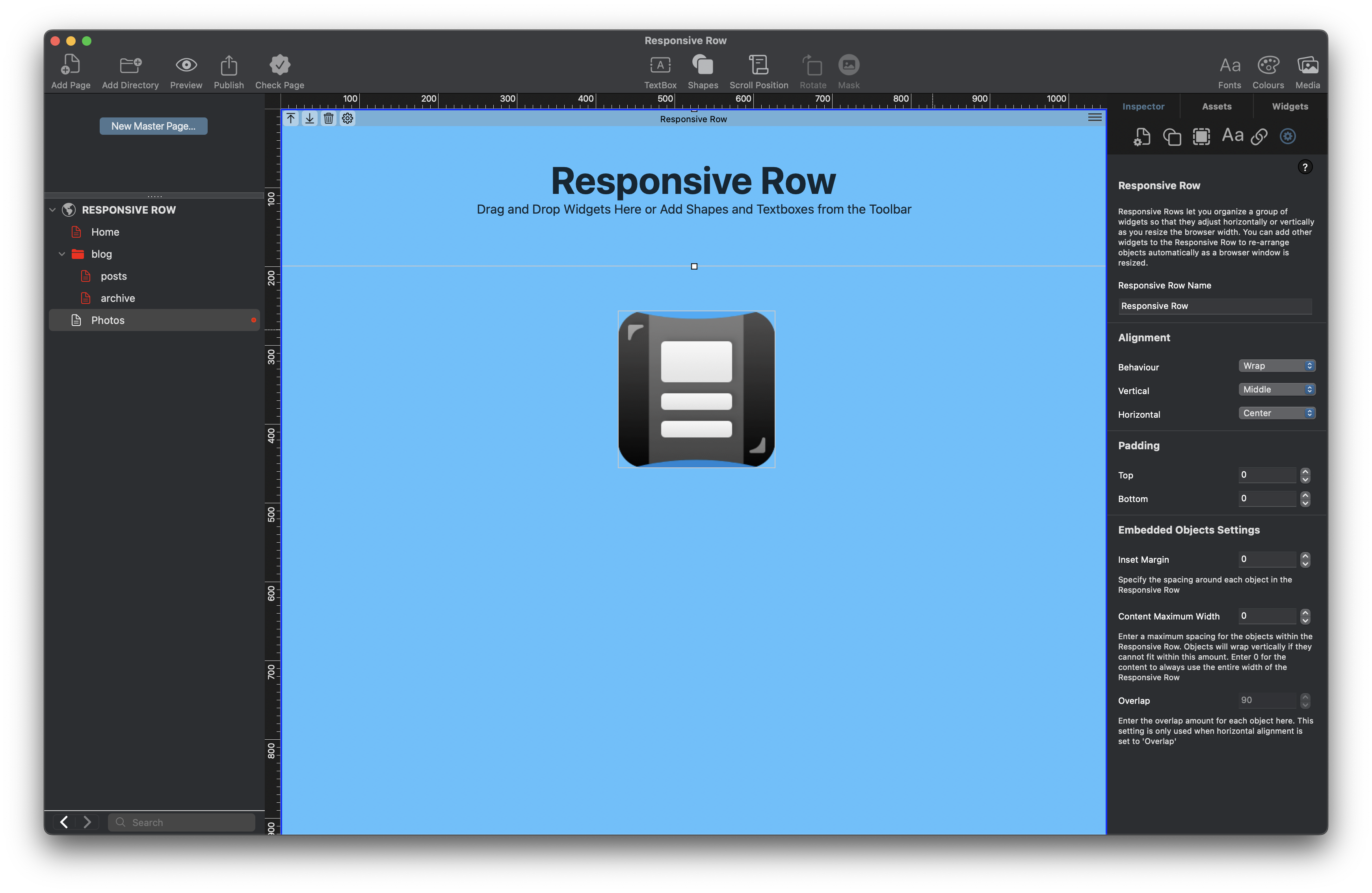 EverWeb's Responsive Row Widget