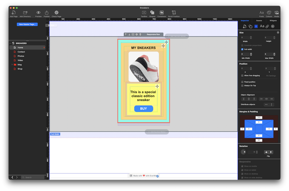Create a Call To Action Container in EverWeb