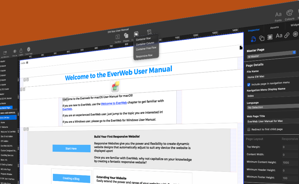 EverWeb's Containers and the Responsive Row Widget