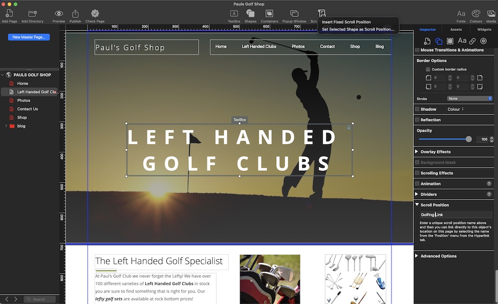 EverWeb's Scroll Position