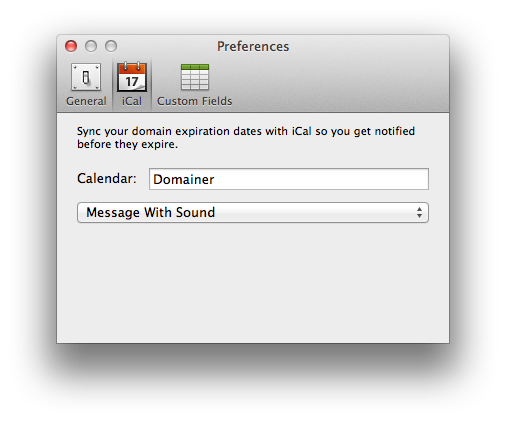 Syncs Domain Expiry Dates with iCal & FTP Passwords with Keychain