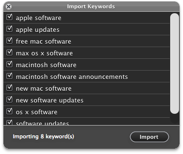 Import Websites And Keywords From Third Party Applications