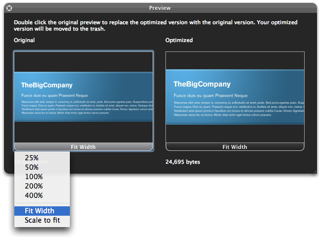 Quickly Compare Original Pictures with Optimized Pictures